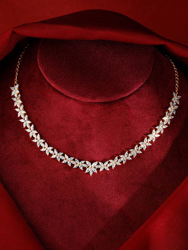 Zircon Rhodium Plated Sterling Silver Necklace