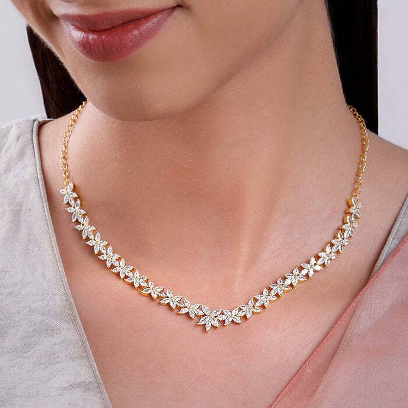 Zircon Rhodium Plated Sterling Silver Necklace - View 2